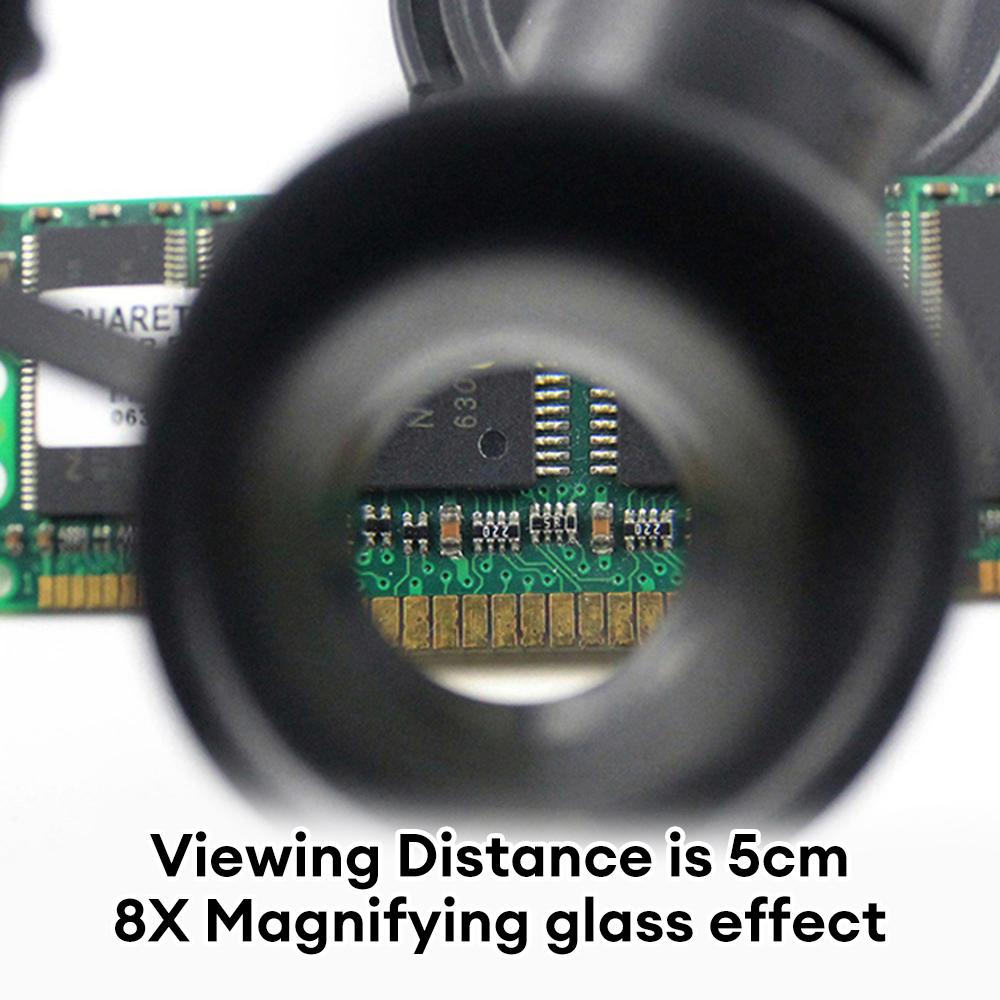 Kopfmontiertes Mikroskop, Teleskop-Juwelierlupe, 8x, 15x, 23x, Lupe, 2 LED-Leuchten, Lupe, Reparaturwerkzeug