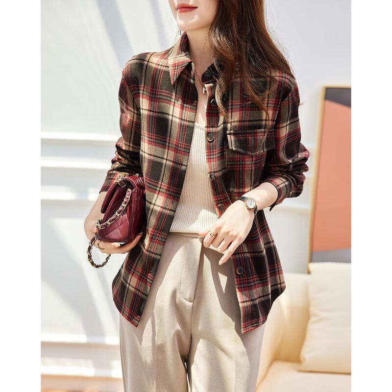 Demana Women's Vintage Plaid Brushed Shirt