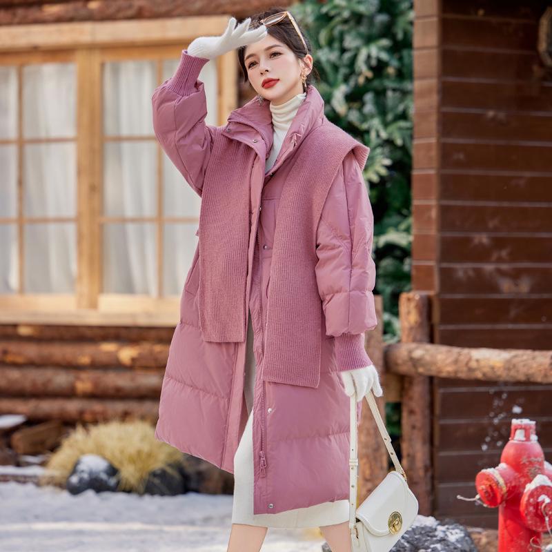 

2024 Winter Versatile Hooded Shawl Collar Duck Down Jacket YJ1363 S (90-115 jin) рожевий
