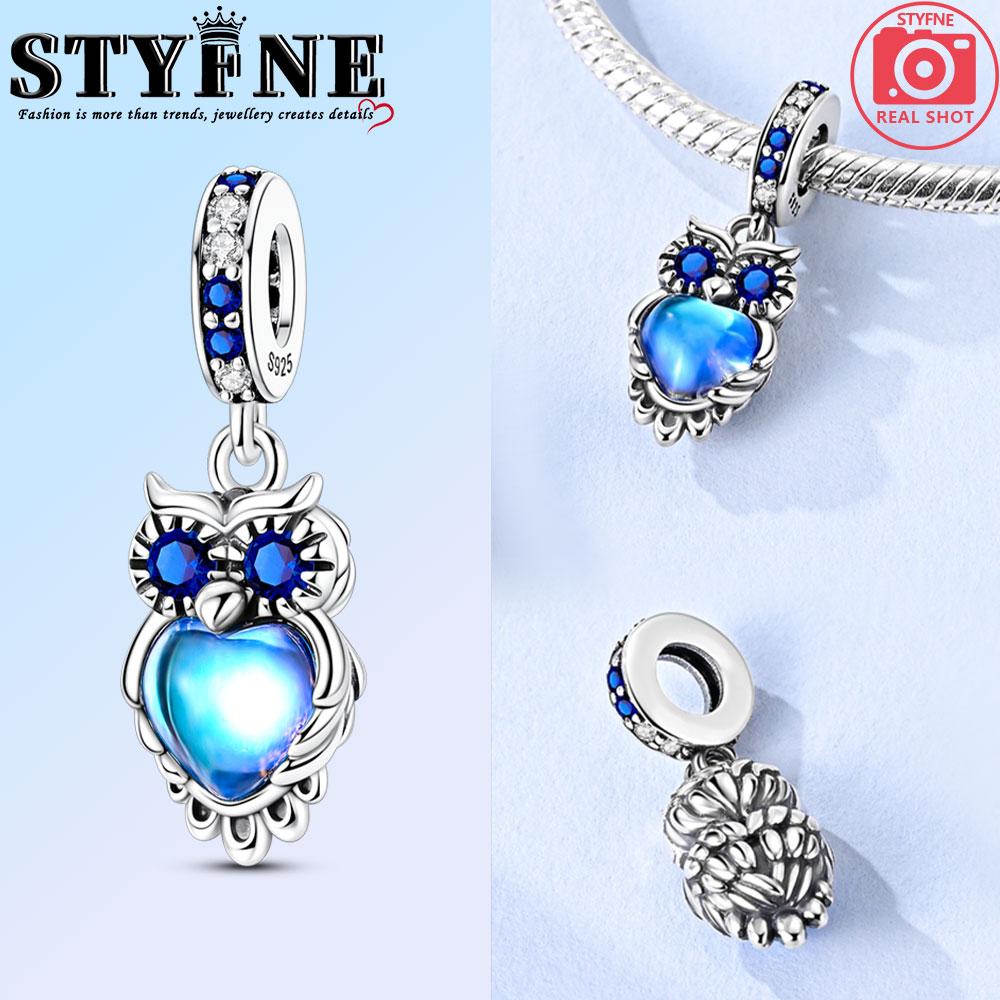 Copper Fashion Purple Owl Charms Beads Owl Safety Chain Fit Original Bracelets Diy Graduation Jewelry Gifts