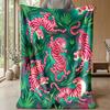 Tiger Jungle Adventure Theme Blanket Lightweight Warm Flannel Blanket Decorative Throw Blanket for Home Decoration