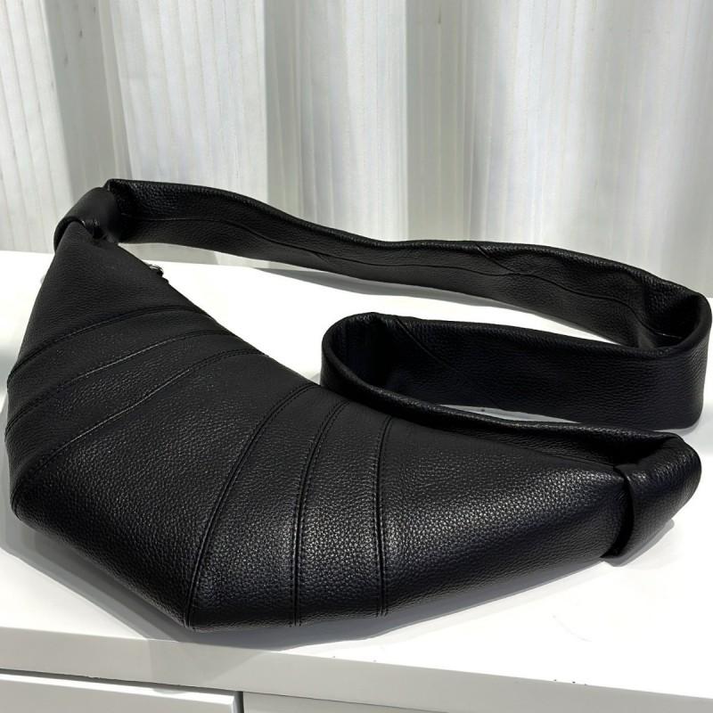 Genuine Leather Crossbody Bag With Texture Water Droplet Shape Soft Full-Grain Cowhide Shoulder Daily Casual Wear