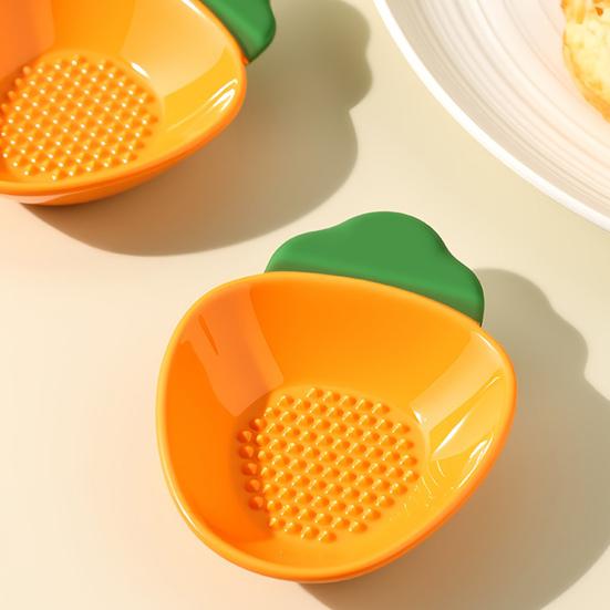 Ceramic Ginger Garlic Grater Dish Dipping Sauce Bowl 2-in-1 Mincer for Ginger Garlic Wasabi Dishwasher Safe Cute Carrot Shaped Sauce Dish for Sushi