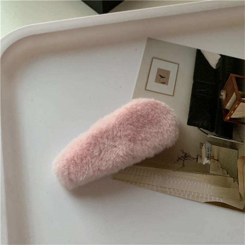 1/3/5Pcs Autumn Winter Hair Clips For Girl Woman Waterdrop Square Barrettes Solid Color Faux Fur BB Hairpins Soft Hair Accessory