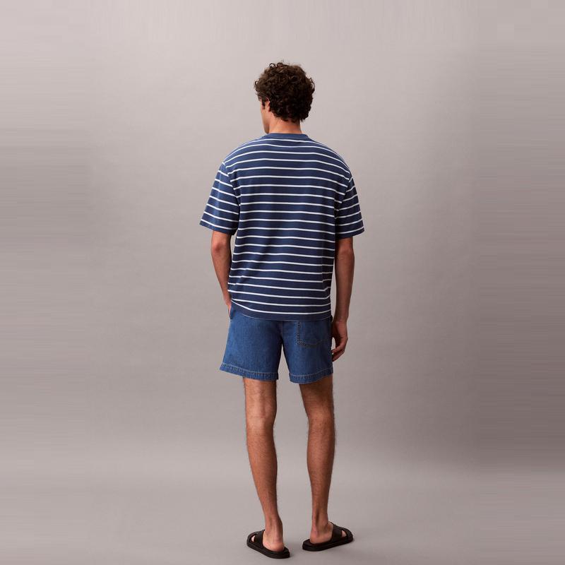 Calvin Klein Trendy Retro Cotton Linen Blend Drawstring Waist Sports Denim Shorts Men shorts 4LF762G