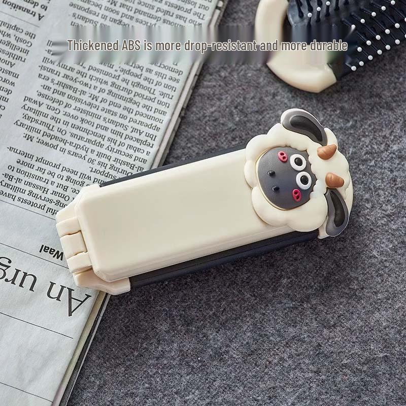 Portable Folding Comb & Makeup Mirror for Girls