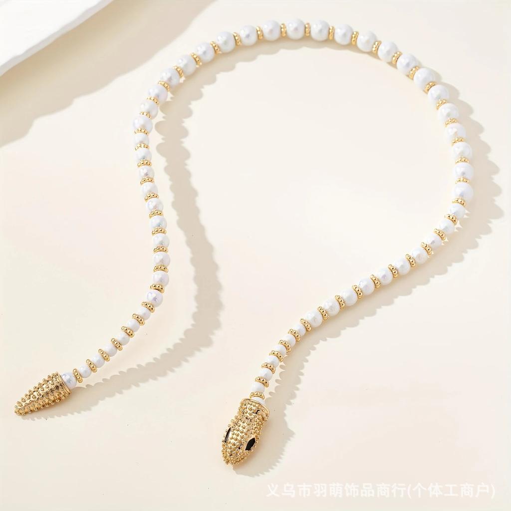 Black Snake Beaded Neck Chain Niche Design High-end Necklace Cold Sweet Wind Jewelry Snake Necklace