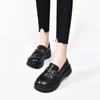 Platform shoes women's spring new muffin heel round head foot shoes black first-layer cowhide women's shoes