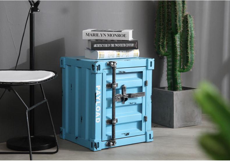 Industrial Iron Art Bedside Cabinet with Lock - Creative Storage Solution for Bedroom