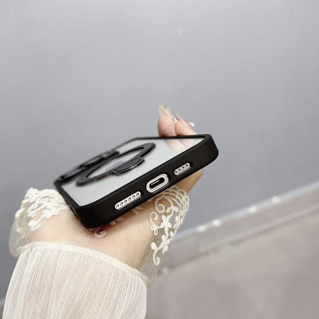 For iPhone 15 Pro Max Case Dual Kickstand Acrylic+TPU Phone Case Compatible with MagSafe