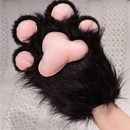 Kawaii Furry Cat Claw Gloves Fox Paws Bird Wings Faux Fur Costume Accessories Mittens For Halloween Creative Cosplay
