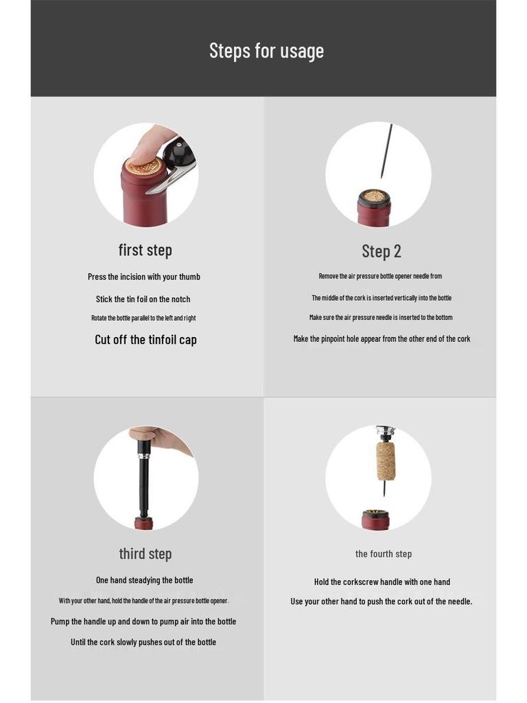 Pneumatic Needle Wine Bottle Opener: Pen-Shaped Manual Opener for Red Wine.