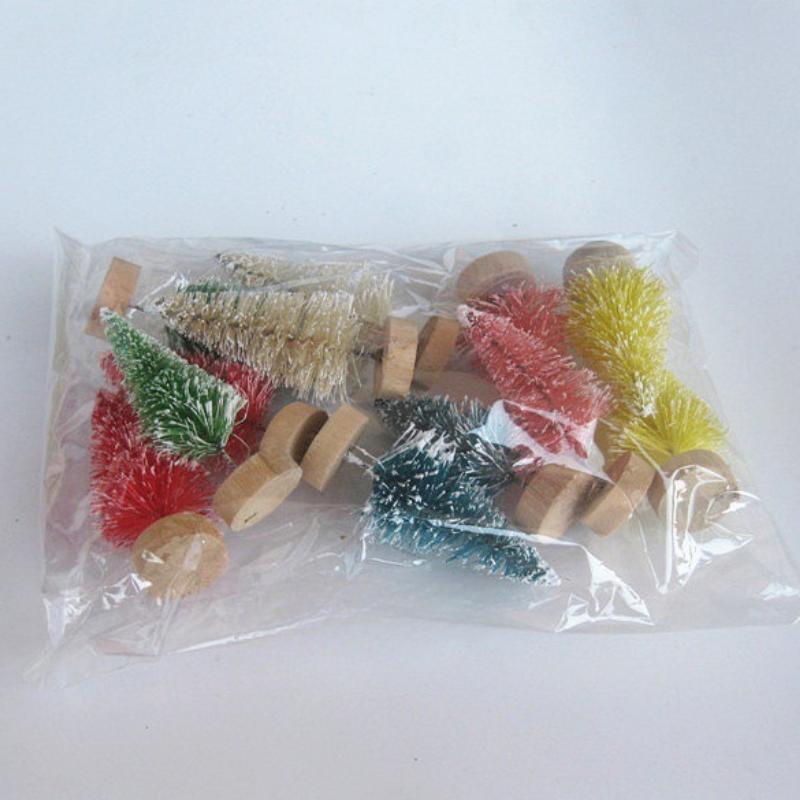 12 Stück DIY Mini Weihnachtsbaum Sisal Seide Zeder - Tischdekoration Kleiner Weihnachtsbaum - Gold S Blau Grün Weiß Mini Baum