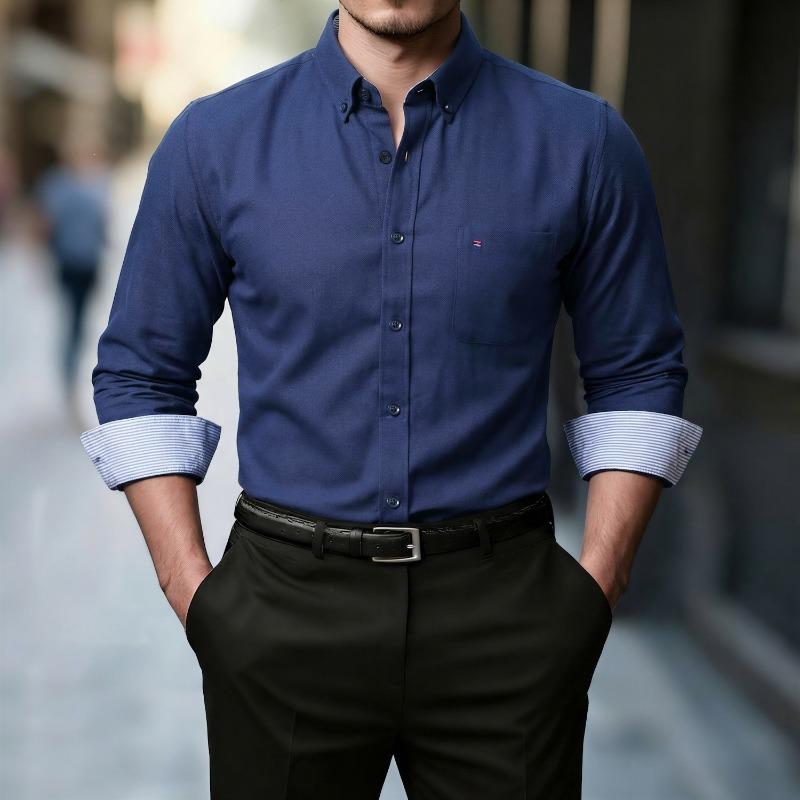 Men Oxford Button Down Long Sleeve Shirt With Chest Pocket Casual Formal Dress Shirt for Men