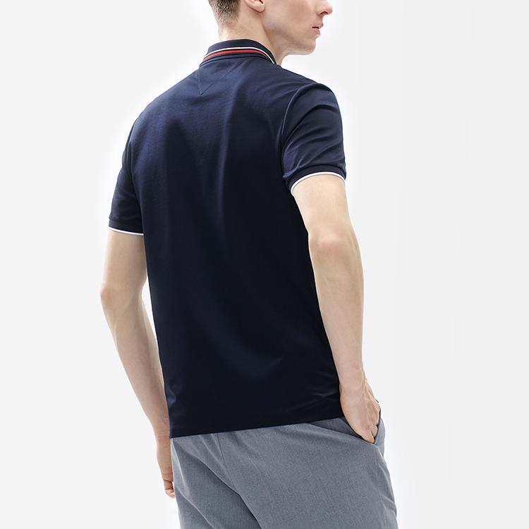 Fila SS22 Solid Color Casual Breathable Knitted Short Sleeve Polo Shirt Men Polo Shirts Legendary-Blue F11M221101FNV