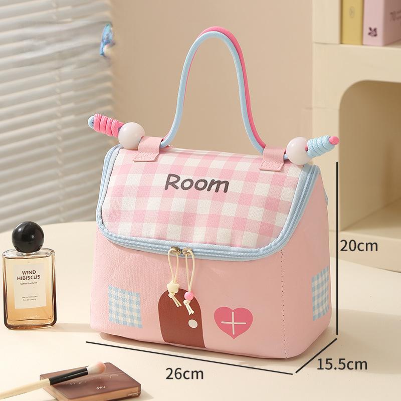 Cute Waterproof Large Capacity Makeup Bag Handheld Portable Toiletry Organizer for Cosmetics Miscellaneous Items Daily Use