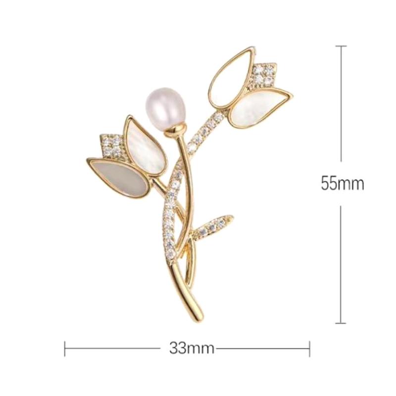 Plant Shaped Pearl  Tulip Flower Brooch For Women Coat Wedding Jewelry Party Accessries Gifts