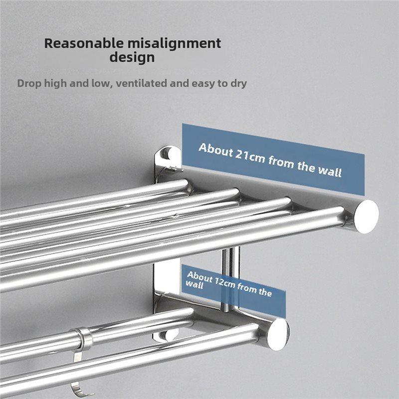 A25F-Ohne Bohren Handtuchhalter Batoom Handtuchstange Wandmontiert Rostfreier Edelstahl 304 Toiletten-Aufbewahrungs-Organizer Batoom