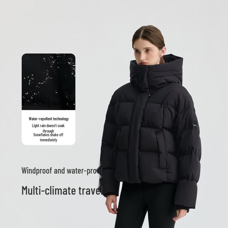 BINJORA Women's Short Hooded 95% White Duck Down Puffer Jacket J5400DR31