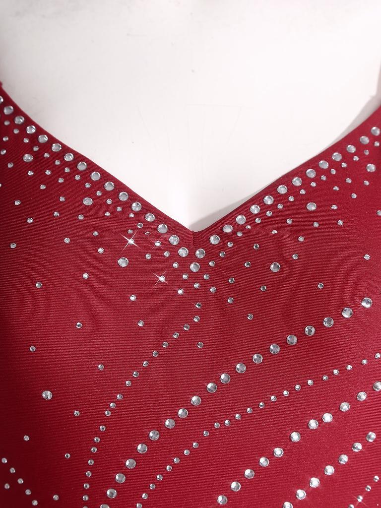 All-in-One Performance Jumpsuit for Women S-XXL: Perfect for Tango, Rumba & Figure Skating with Mesh Sleeves & Open Back