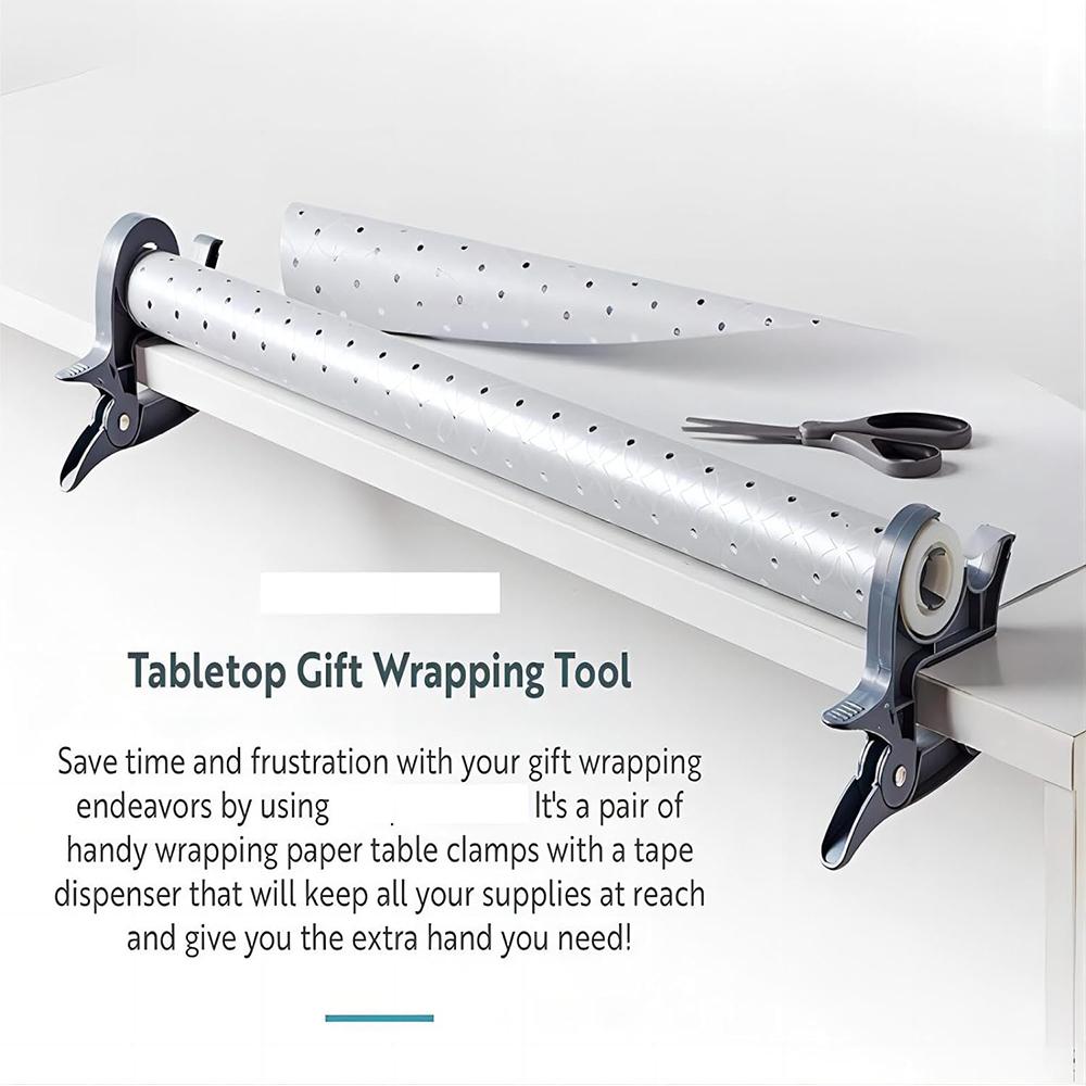 2pcs Wrapping Paper Clamps Wrapping Paper Holder Clips and Tape Dispensers(Grey)