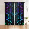 JIT 2pcs Luminous Hexagon Curtains  Blackout Curtain  Polyester  Living Room Decor  Rod Pocket Curtain.