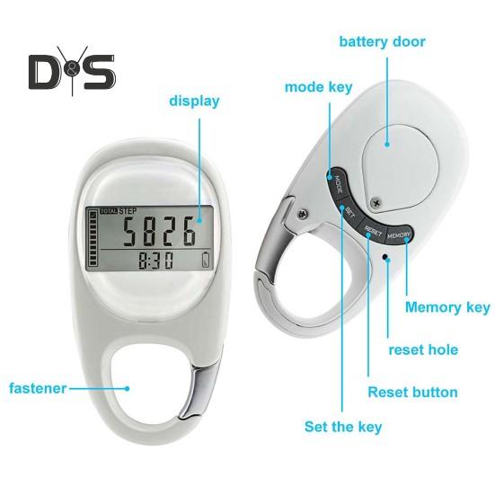 3D-Schrittzähler, einfacher Schrittzähler mit Karabiner, präziser Clip-Schrittzähler für Männer, Frauen, Kinder, Senioren