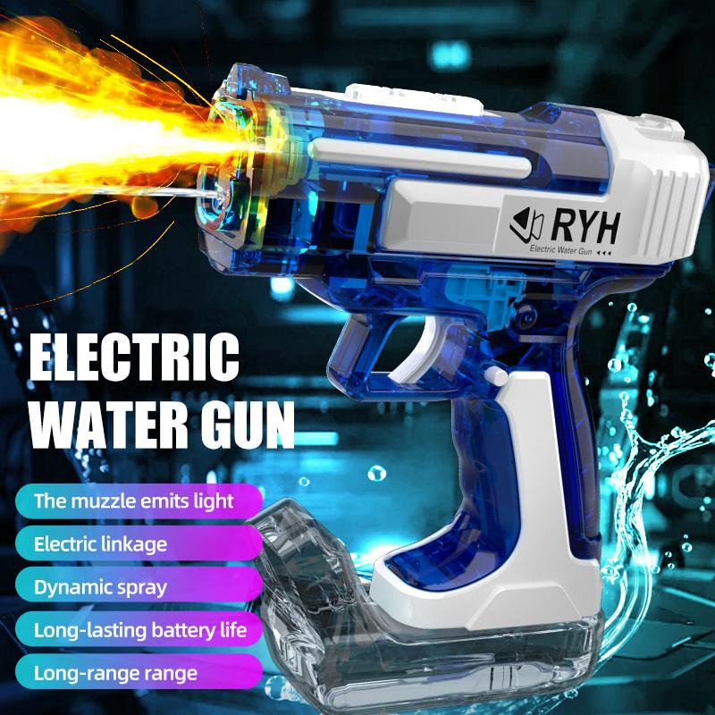 Electric Water Gun With Lights Continuous Firing Squirt Gun Outdoor Toy Watergun Mist Spray Water Pistol Children Toy Gun Gift