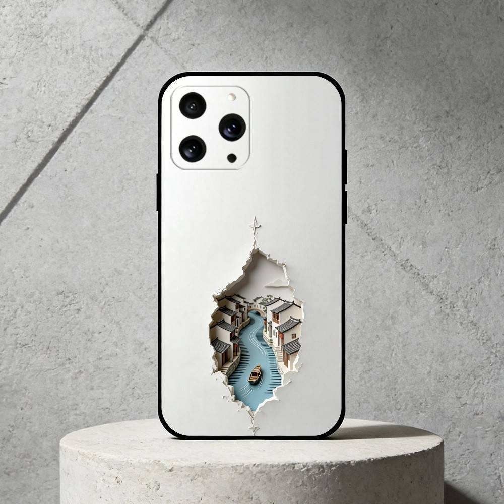 

P-Paper Art Illustration Phone Case For iPhone 17,16,15,14,13,12,11 Plus,Pro Max,SE4Soft Silicone Black Cover iPhone16plus