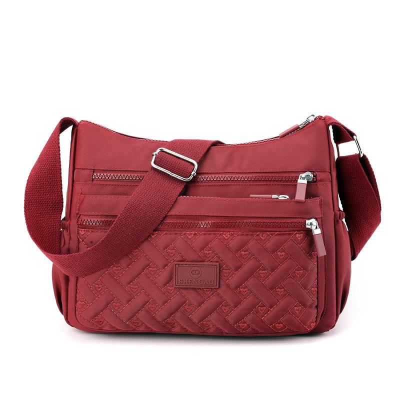 Crossbody Bag Women's Multi-compartment Large-capacity Waterproof Nylon Embroidery Casual Fashion Shoulder Bag Outdoor Travel Mommy Bag