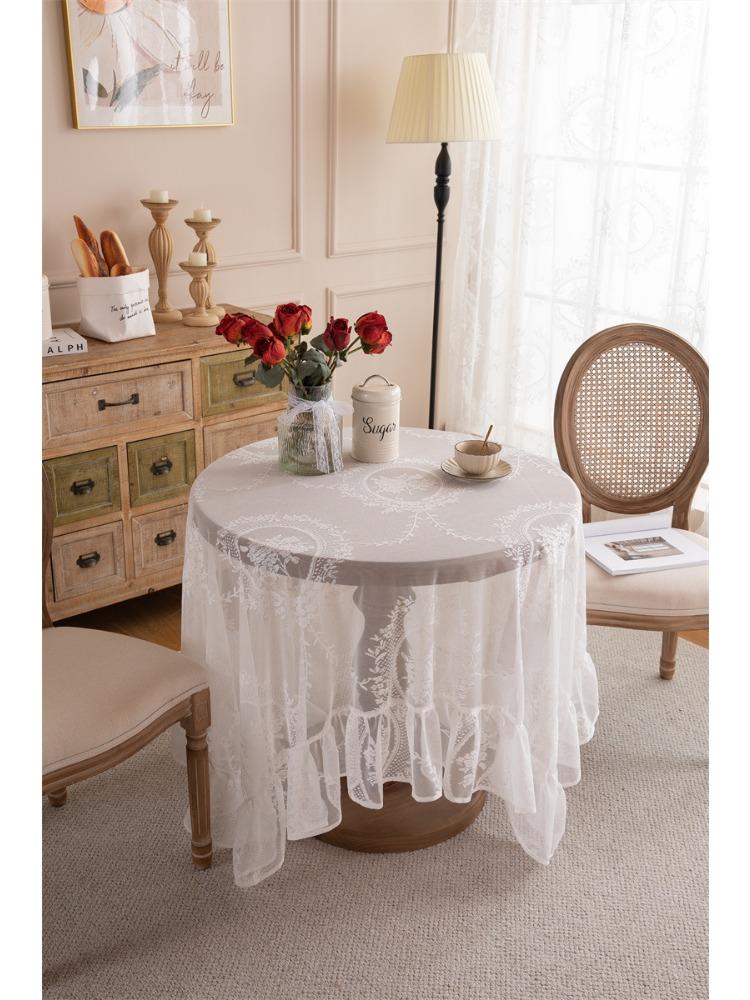 French Romantic Pastoral Lace Tablecloth Dessert Table Wedding Decoration Photo Coffee Table Tablecloth Dining Table Cloth Large Round Table