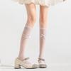 Spring and Summer Thin Black Pure Desire Style Calf Socks, Bow Lolita Long Tube Trendy Pile Up To Knee