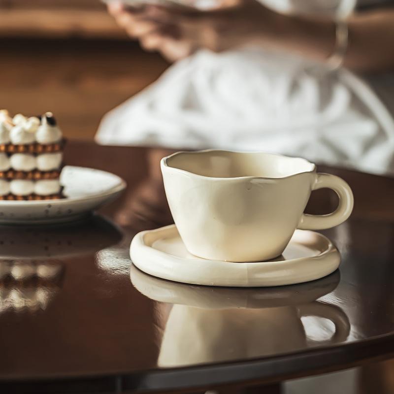 Heartwarming Cup And Saucer Set Cream Wind Ceramic Coffee Cup Flower Tea Cup Afternoon Tea Breakfast Cup Mug