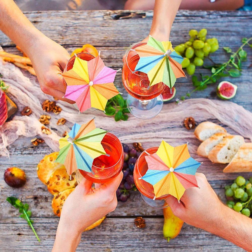 50 Pezzi Stuzzicadenti Mini Cocktail Multicolori Ombrellini da Cocktail Ombrellini per Bevande Guarnizione per Bevande