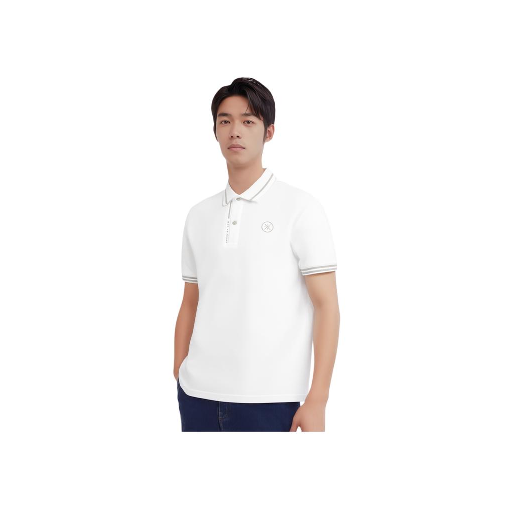 Li-Ning Wade Series Color Block Comfortable Simple Versatile Short Sleeve Polo Shirt Men Tops Standard-White APLU755-2