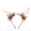 Deer Antler Flower Crown Headband Fairy Flower Reindeer Costume Accessory with Branch Pine Needle Decorations for Women