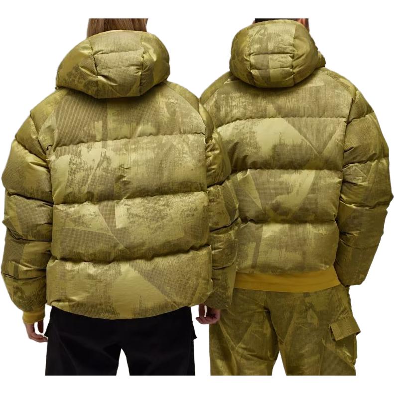 Adidas Y-3 Graphic Puffer Jacket Loose Fit Printed Zip Long Sleeve Hooded Down Jacket Unisex Jacket Yellow IP7939