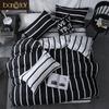 Bonenjoy Black And White Colo Striped Bed Cover Sets Single/Twin/Double/Queen/King Quilt Cover Bed Sheet Pillowcase Bedding Kit