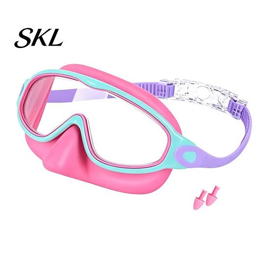 Panoramic Swim Goggles Clip-On with Case, 180 Degrees Wide View Anti-UV Case Pool Goggles, No Leakage Anti-Fog Swimming Eyewear for Children