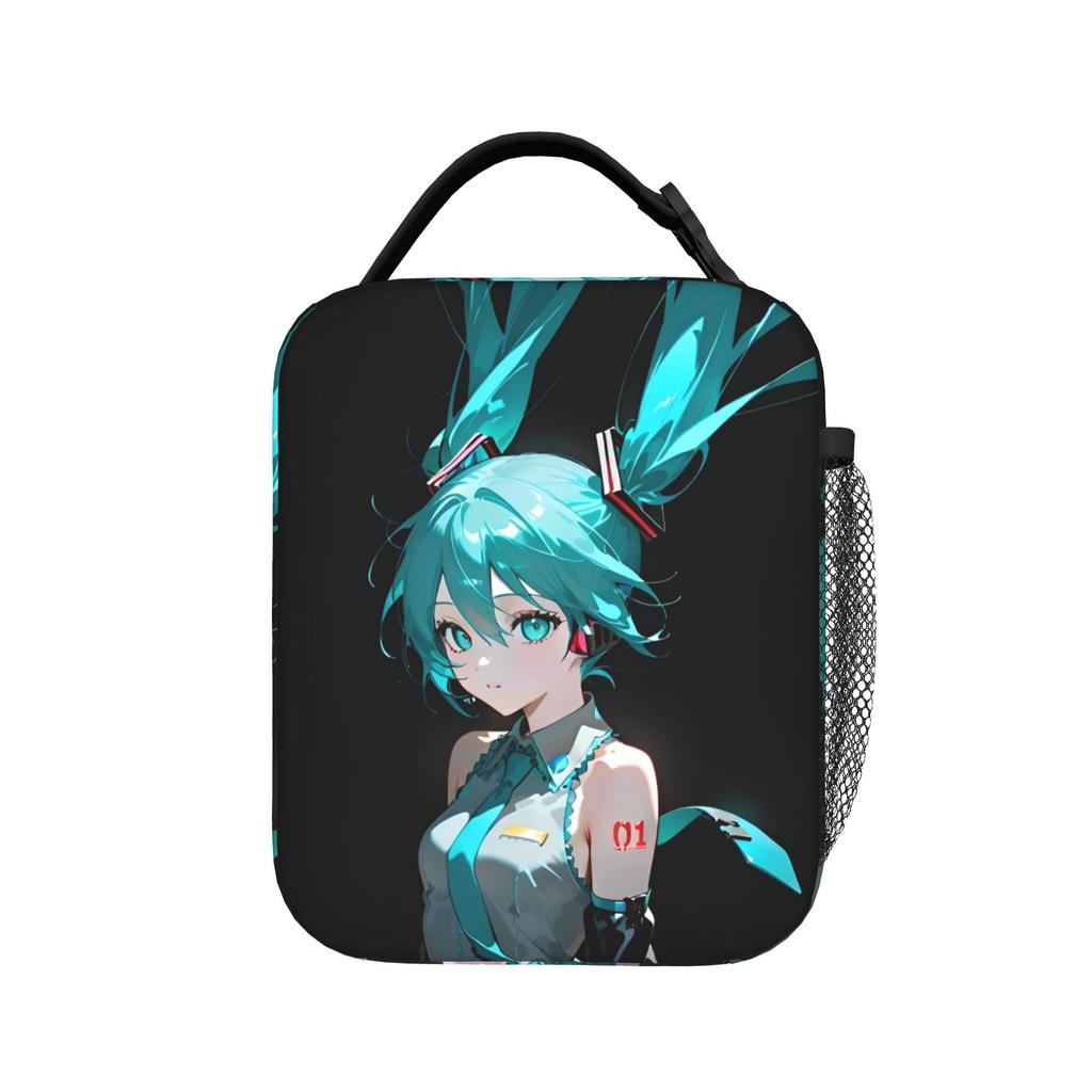 Hatsune Miku Manga Insulated Lunch Bags High Capacity Reusable Thermal Bag Tote Lunch Box School Picnic Bento Pouch