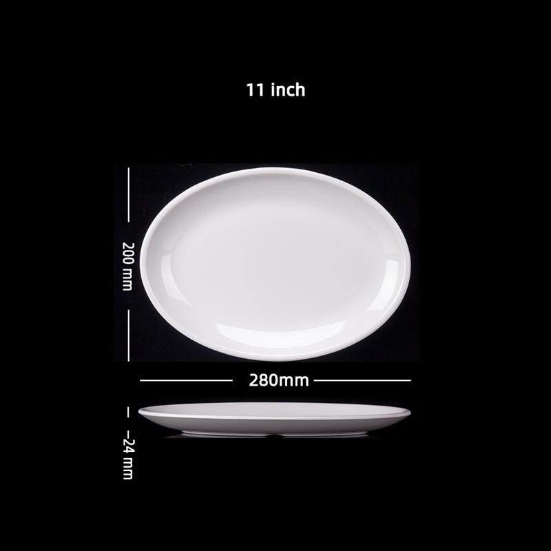 9-14 Zoll Oval Weiß Melamin Teller Speise-Set Imitation Porzellan Geschirr Flache Steak-Tabletts Küche el Tischservice Langlebig