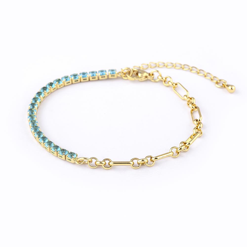 Nidin Classic 5 Colors Bracelets Fashion Paperclip Link Chain Light Luxury Zircon Charm Bangle Women Jewelry Party Fine Gift