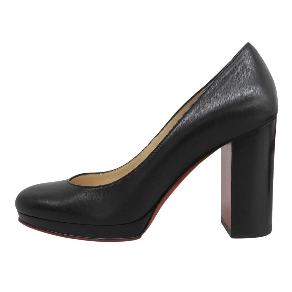 Excellent Christian Louboutin pumps Chunky heel black leather Women 36 Used