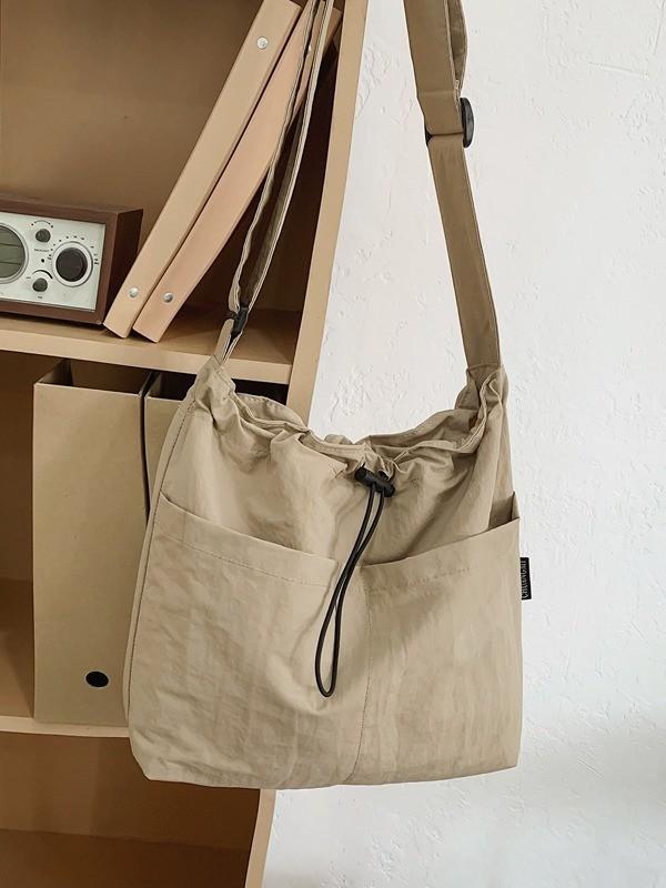 Nylon Casual Bucket Bag For Travel And Leisure With Drawstring Closure For Men And Women