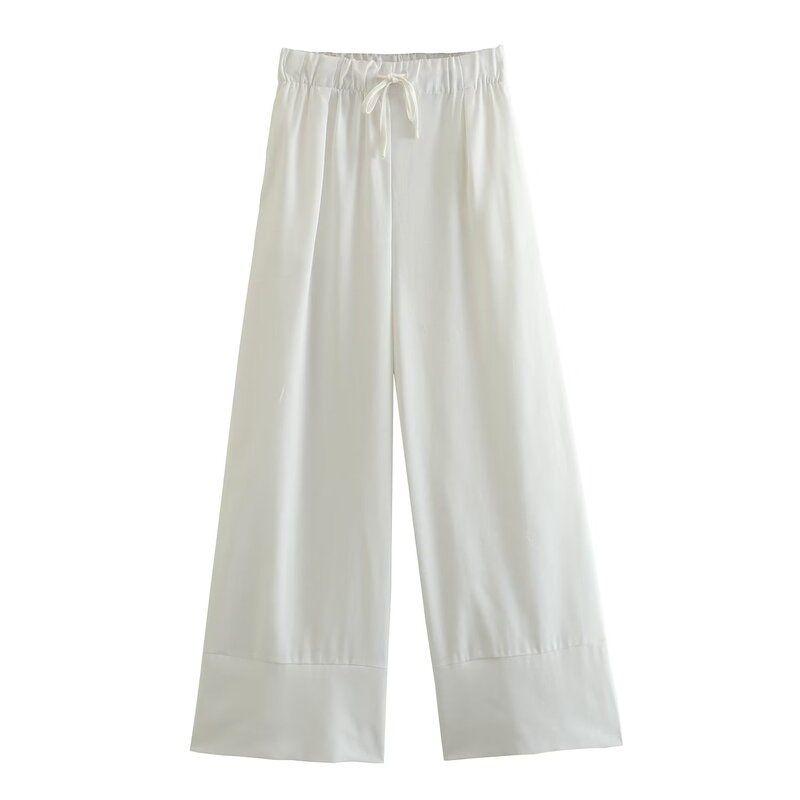 Fashion Style Summer Fashion Women's Wear Long Sleeves Pocket Linen Shirt High Waist All-Match Wide Leg Pants 4786090