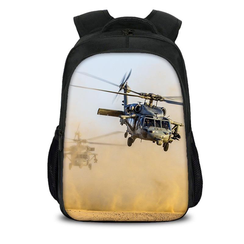 Helicopter Large Capacity Lightweight Double-layer Backpack with New Mechanical Printing the Best Gift for Boy and Girl Schools