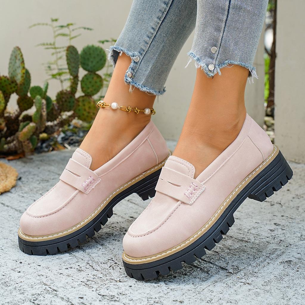 Übergrößen Schuhe für Damen Herbst Elegant Runde Spitze Zum Hineinschlüpfen Plateau Bequem Rutschfest Flach Zapatos De Mujer 36-43 Damenschuhe
