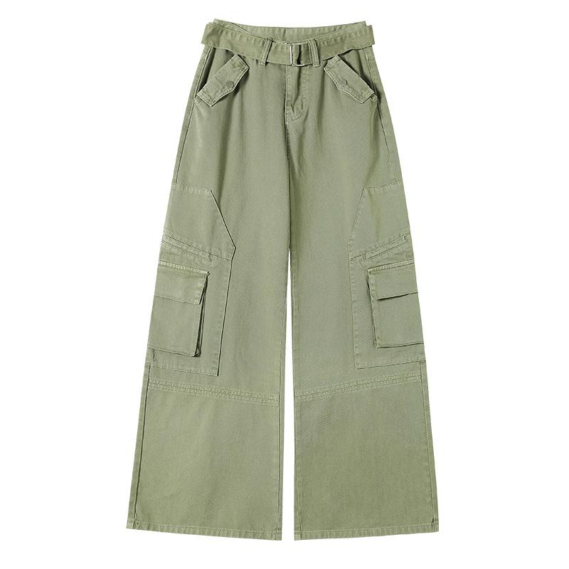 

Широкие рабочие джинсы High Street для женщин Новые свободные с высокой талией Прилегающий дизайн Прямые брюки с эффектом сглаживания XXL