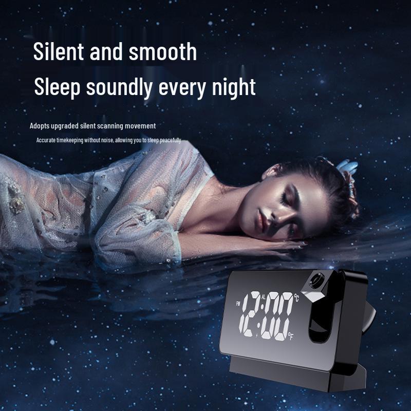 LED Projection Alarm Clock with Silent Snooze Feature
