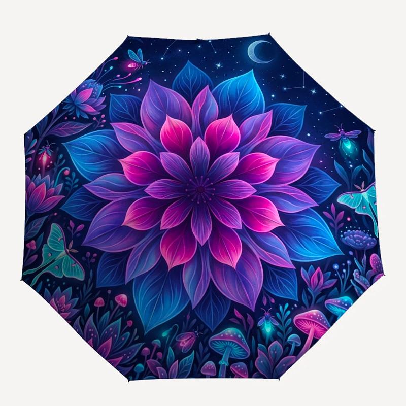 

1pc Floral Mandala, Night Sky, Fantasy Art Umbrella with Plastic Handle,Compact & Stylish,Suitable for All Seasons YS331090